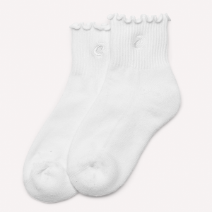 Quarter Socks - White Ruffle
