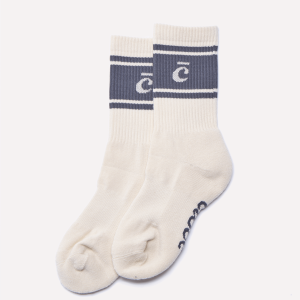 Crew Socks - Cream / Graphite Retro Stripe