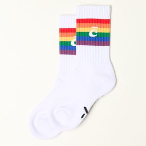 Crew Socks - White / Rainbow Stripe